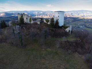 Aerial view of Castle Stari Grad, Slovenske Konjice, slovenia