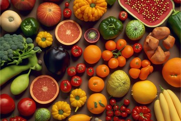 Top view Fruits and Vegetables