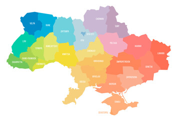 Ukraine political map of administrative divisions