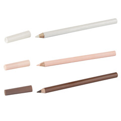Set Cosmetic Pencil isolated on white, top view. cosmetic product