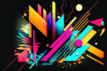 Abstract colorful neon background, wallpaper. Generative AI