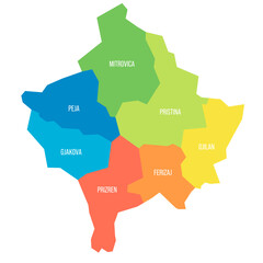 Kosovo political map of administrative divisions © pyty