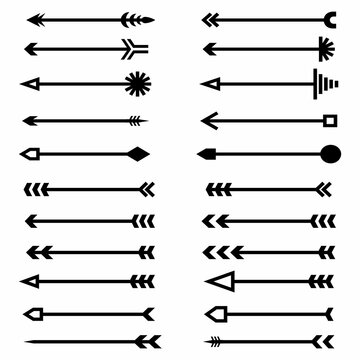 Eight arrows. outline silhouette cross arrows icon set isolated on white background. 