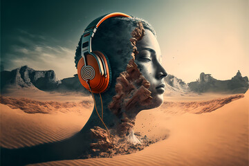 A person lets go of mental limitations while listening self discovery podcast.