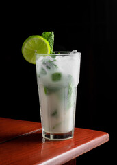 mojito cocktail on black background
