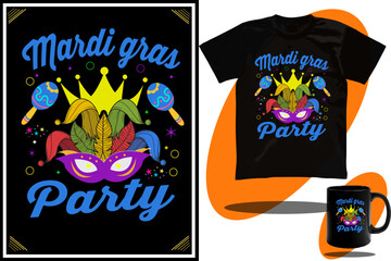 Mardi Gras 2023 and mardi gras party or Mardi gras flag t shirt design and vector
