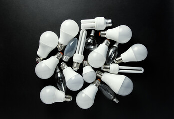 different Light bulbs electricity energy concept	
