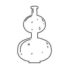 Decorative ceramic vase in hand drawn doodle style. Isolated vector illustration.