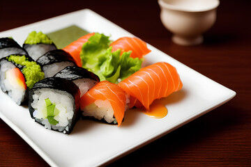 Fresh and delicious sushi dish