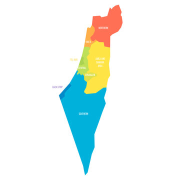 Israel political map of administrative divisions