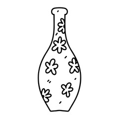 Decorative vase in hand drawn doodle style. Isolated vector illustration.