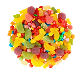 Küchenrückwand glas motiv Mixed colorful candies isolated on transparent background. Png format   © seralex