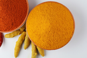 Turmeric,Chilly,Coriander Powder and Coriander Seeds,Dry Chilly,Turmeric Root