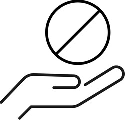 Divisible Drug Over Hand Line Icon. Vector sign for applications, books, banners, adverts, sites, shops, stores - obrazy, fototapety, plakaty