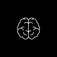 Brain icon. Monochrome simple sign from anatomy collection icon isolated on black background.
