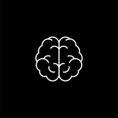 Brain icon. Monochrome simple sign from anatomy collection icon isolated on black background.