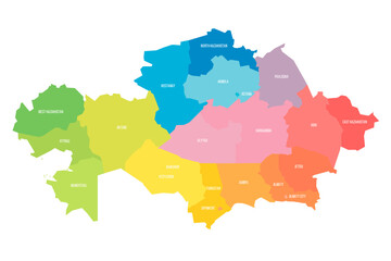 Fototapeta premium Kazakhstan political map of administrative divisions