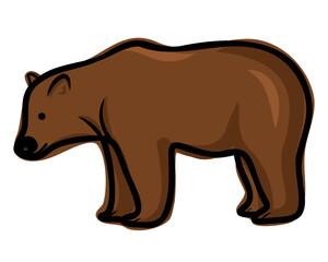 Bear isolated on white background, doodle vector illustration
