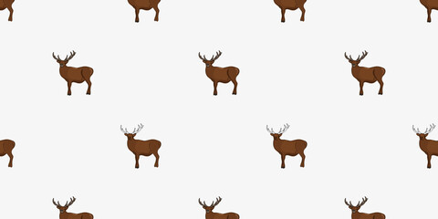 Seamless pattern with deer. Doodle vector illustration