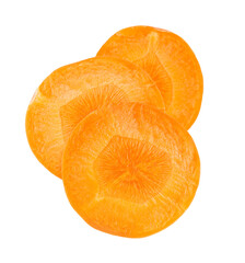 Fresh slice of carrot isolated on transparent background. Png format