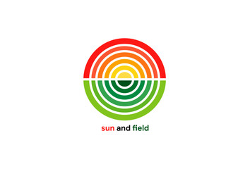 Geometric round logotype sun and field gradient