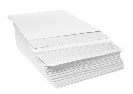 Stack of paper sheets isolated on white