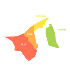 Brunei political map of administrative divisions © pyty