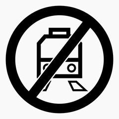 No public transport. There is no tram. Train ban. Vector icon.