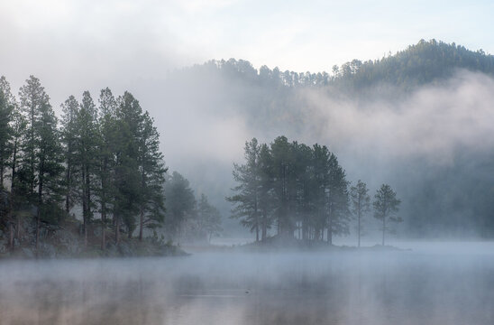 Early Morning Mist on Stockade Lake in the Black Hills of South Dakota © Riverwalker