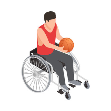 Wheelchair Man Basketball Composition