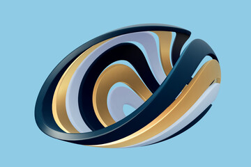 3D curved disk made up of rings on blue background. Concept of science, modern technologies and education. Visualization of eternity and rotary motion, vector illustration - 566728387