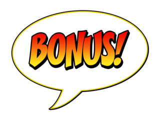 Isolated colorful text message into a comic book speech balloon: Bonus!
