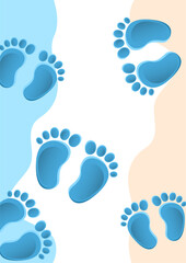 Baby foot prints, creative abstract background for your design. Vector