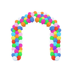 Colorful balloons arch as decoration for party vector illustration. Inflatable spheres, balloon arch for wedding, festival or carnival isolated on white background. Decoration, celebration concept