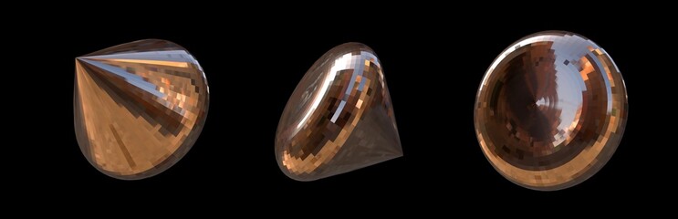 Set 3D figure. 3D render of abstract shapes, Abstract Bronze figures. golden figure