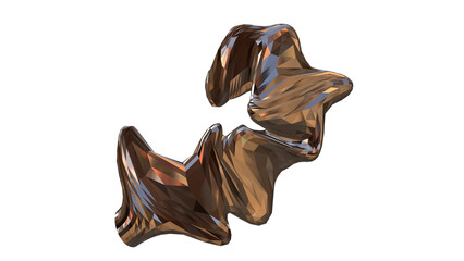 3D figure. 3D render of abstract shapes, Abstract Bronze figures. golden figure