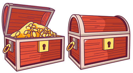 Open and closed treasure chest.