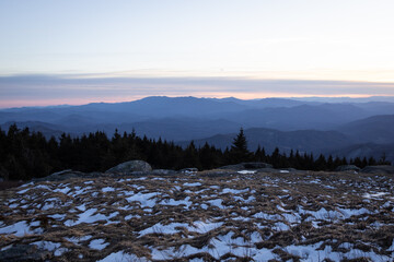 Snowy Evening on the Appalachian Trail in the Roan Highlands 