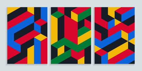 Retro geometric covers with swiss design style