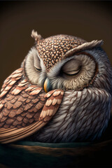 sleeping brown owl