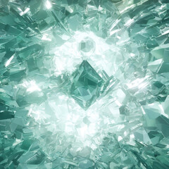 Abstract background with green crystal triangles. Generative AI