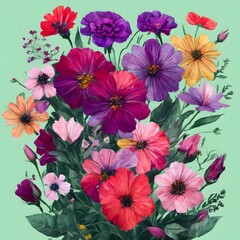 Flower Garden, Generative AI Illustration