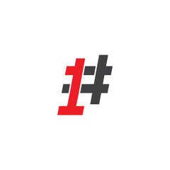 Obraz premium Hashtag number one quality trending. Vector icon logo illustration