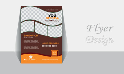 Fast Food Flyer Design Template cooking, French fries and Soda. Vector illustration,  business marketing social media post or web banner template design with abstract background, logo and icon..