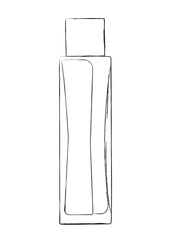 Isolated bottle of beautiful product in doodle style. Vector illustration