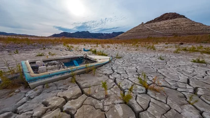  Sunken boat in dried up Lake Mead aera  © John