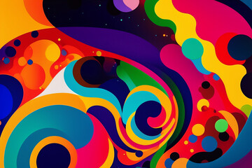 Colorful Trippy Psychedelic Abstract Background, Backdrop, Poster Banner or Flier With Space For Text - Generative AI