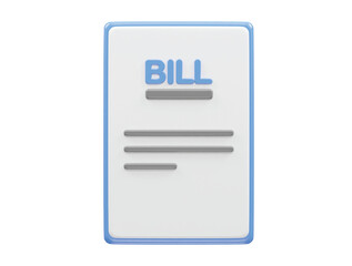Bill icon 3d render illustration vector element