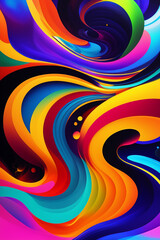 Fototapeta premium Colorful Trippy Psychedelic Abstract Background, Backdrop, Poster Banner or Flier With Space For Text - Generative AI