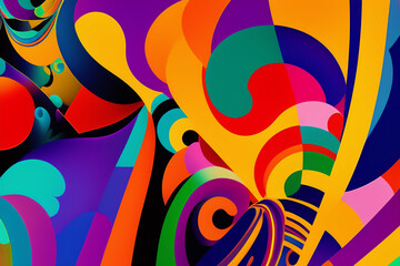 Colorful Trippy Psychedelic Abstract Background, Backdrop, Poster Banner or Flier With Space For Text - Generative AI